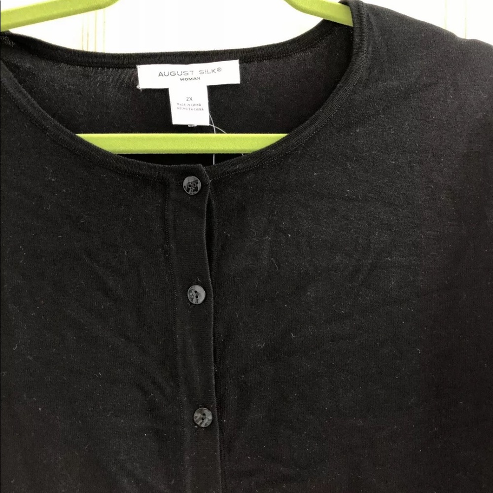 NWT August Silk Black Cardigan Sweater 2X